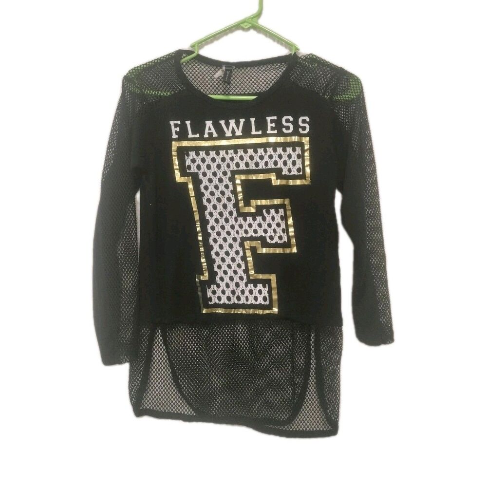 Obsessive Love Womans Small Black And Gold Flawless Mesh Top Grunge Y2K Retro